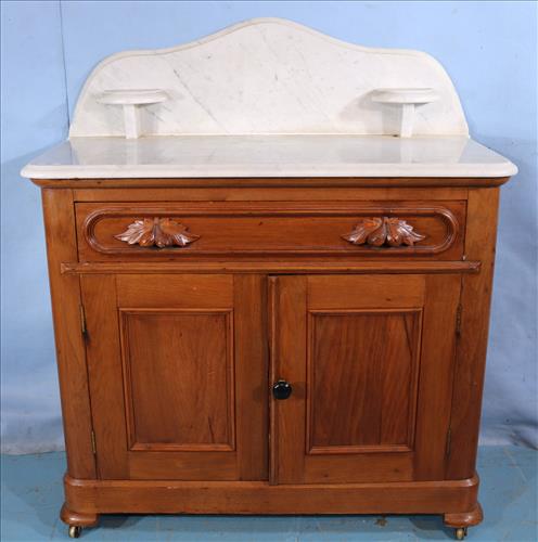 Walnut Victorian wash stand with marble top (1 of 5)