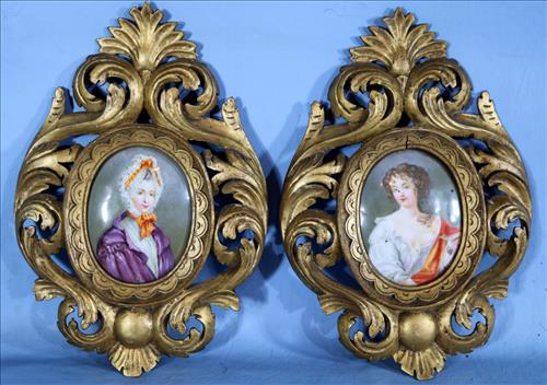 Pair hand painted porcelain miniature portraits (1 of 4)