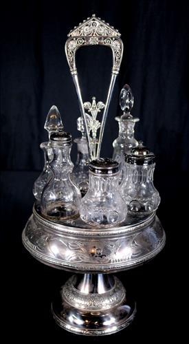 Large Victorian silver-plate cruet set (1 of 4)