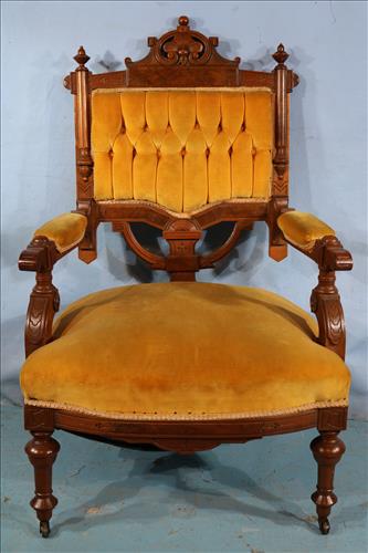 Walnut Victorian parlor chair, John Jelliff (1 of 3)