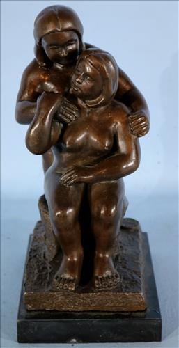 Bronze statue of 2 women, signed (1 of 4)