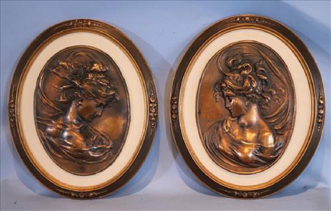 Pair of 19th Century Bronze Plaques of Beautiful Ladys (1 of 3)