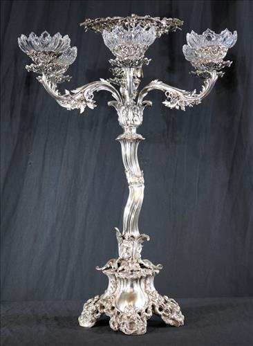 Silver-plate Victorian elaborate epergne (1 of 4)