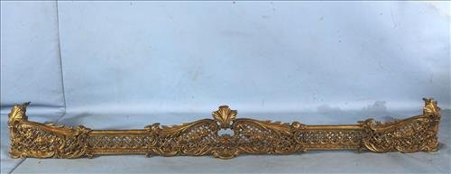 Brass fire place fender, 6 in. T, 48 in. L, 10 in. D.: Brass fire place fender, 6 in. T, 48 in. L, 10 in. D.