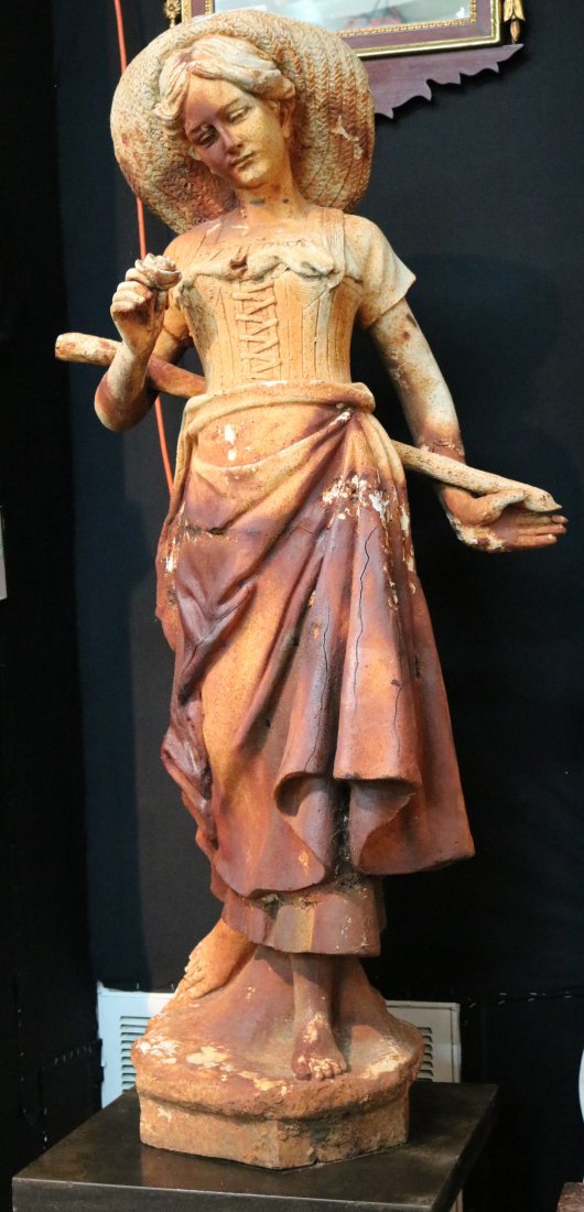 Heavy cast iron statue of young girl (1 of 5)