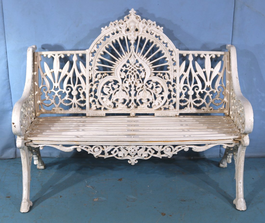 Cast iron garden bench signed Pierce Wexford (1 of 4)
