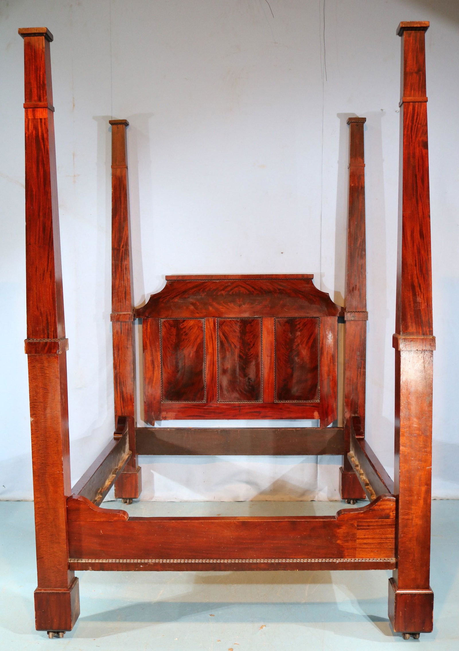 Tall 4 poster Empire bed: Tall 4 poster Empire bed, 8 ft. 3 in. T, 72 in. L, 57 in. W.