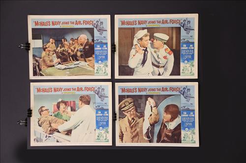 "McHale's Navy joins the Air Force", 11 x 14, Year 1965: "McHale's Navy joins the Air Force", Tim Conway, Joe Flynn, 11 x 14, Year - 1965, Design. (LC) Set of 4.....LOBBY CARD-(LC) These cards were printed in sets of eight on card stock paper for display in