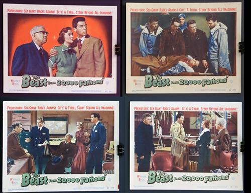 "The Beast From 20,000 Fathoms", Year - 1953: "The Beast From 20,000 Fathoms", Paul Hubschmid, Paula Raymond, Cecil Kellaway, Kenneth Tobey, Donald Woods, Year - 1953. Design. (LC) Set of 4, Poster # 53/358.....LOBBY CARD-(LC) These cards were pr