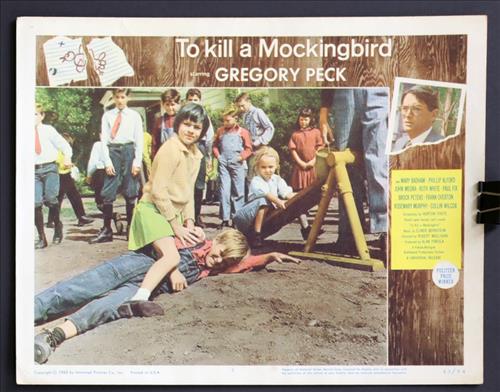"To Kill A Mockingbird", Year - 1963, 11 x 14: "To Kill A Mockingbird," Gregory Peck, Mary Badham, Phillip Alford, John Megna, Ruth White, Paul Fix, Year - 1963,11 x 14 (LC) Poster # 63/54.....LOBBY CARD-(LC) These cards were printed in sets of ei