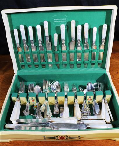 Box of Victorian misc. silver-plate, coin silver: Box of Victorian misc. silver-plate and coin silver flatware