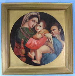 Antique oil on canvas of Madonna and Child