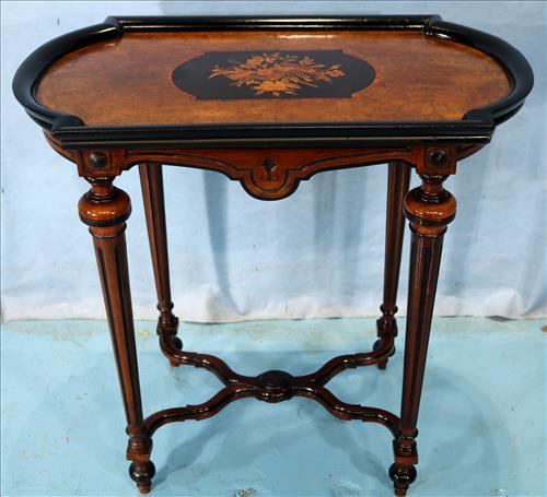 Walnut renaissance revival tea table: Walnut renaissance revival tea table,Attrib. to Herter Brothers, 30 in. T, 18 in. D, 30 in. W.
