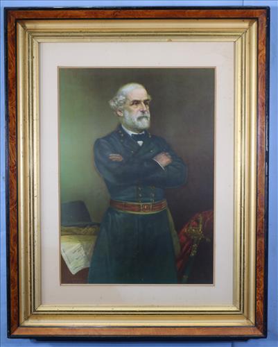Limited edition 1957 print of Robert E. Lee: Limited edition 1957 print of Robert E. Lee in antique frame signed J.A. Elder, Richmond, VA, 29.5 in. T, 24 in. W.