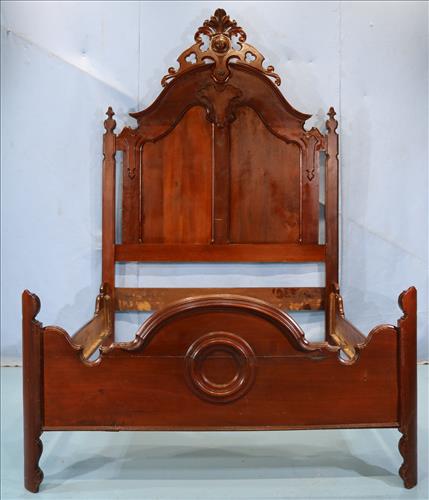 Walnut Victorian high back bed, full size: Walnut Victorian high back bed, full size, 58 in. W, 74 in. L, 93 in. T.