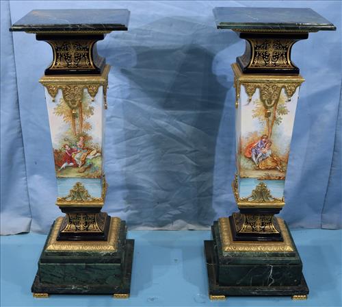 Pair painted porcelain contemporary pedestals (1 of 7)