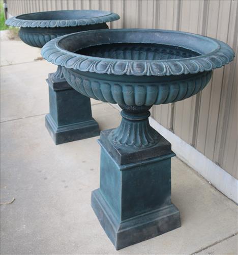 Pair of large cast iron planter urns, 47 in. T. (1 of 5)