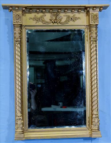 Gold gilded federal hanging mirror, 31 x 39 (1 of 5)