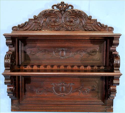 Walnut Victorian hanging wall shelf (1 of 4)