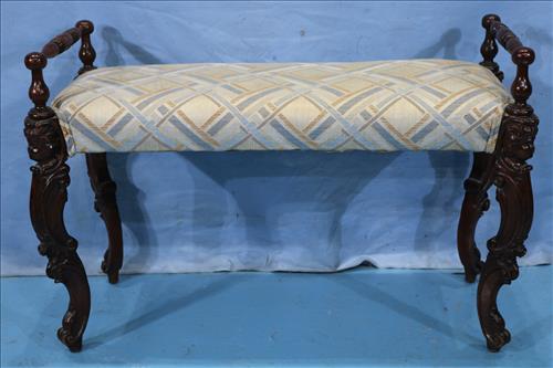 Mahogany vanity bench with carving (1 of 3)
