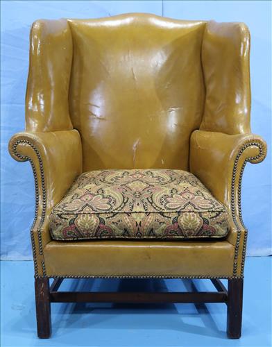 Wing back Fire side chair w leather upholstery (1 of 2)