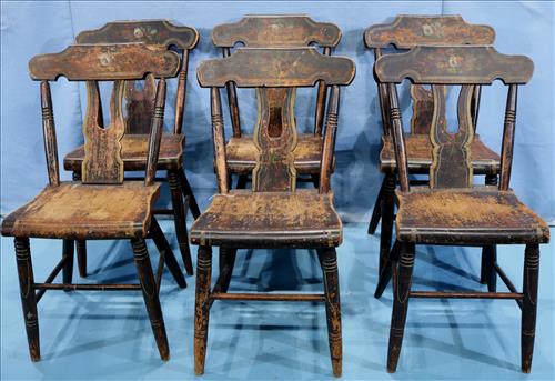 Set of 6 early Hitchcock stenciled chairs (1 of 5)