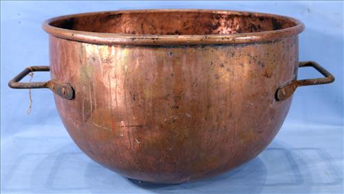 Early hand hammered brass boiling pot (1 of 3)