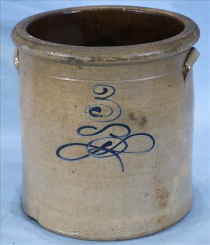 Number 3 salt glaze churn, 10.5 in. T, 10 in. Dia. (1 of 3)