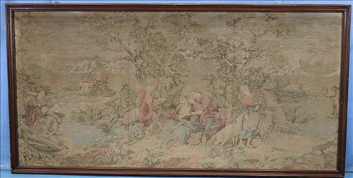 Large walnut framed tapestry, 40 x 80 (1 of 3)