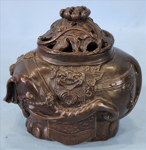 Bronze elephant incense burner by Maitland Smith (1 of 3)