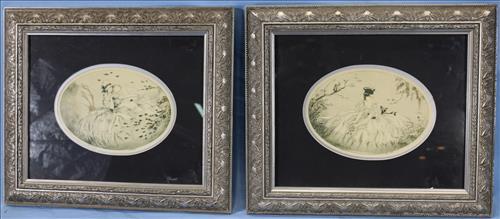 Pair of contemporary prints in silver frame (1 of 3)