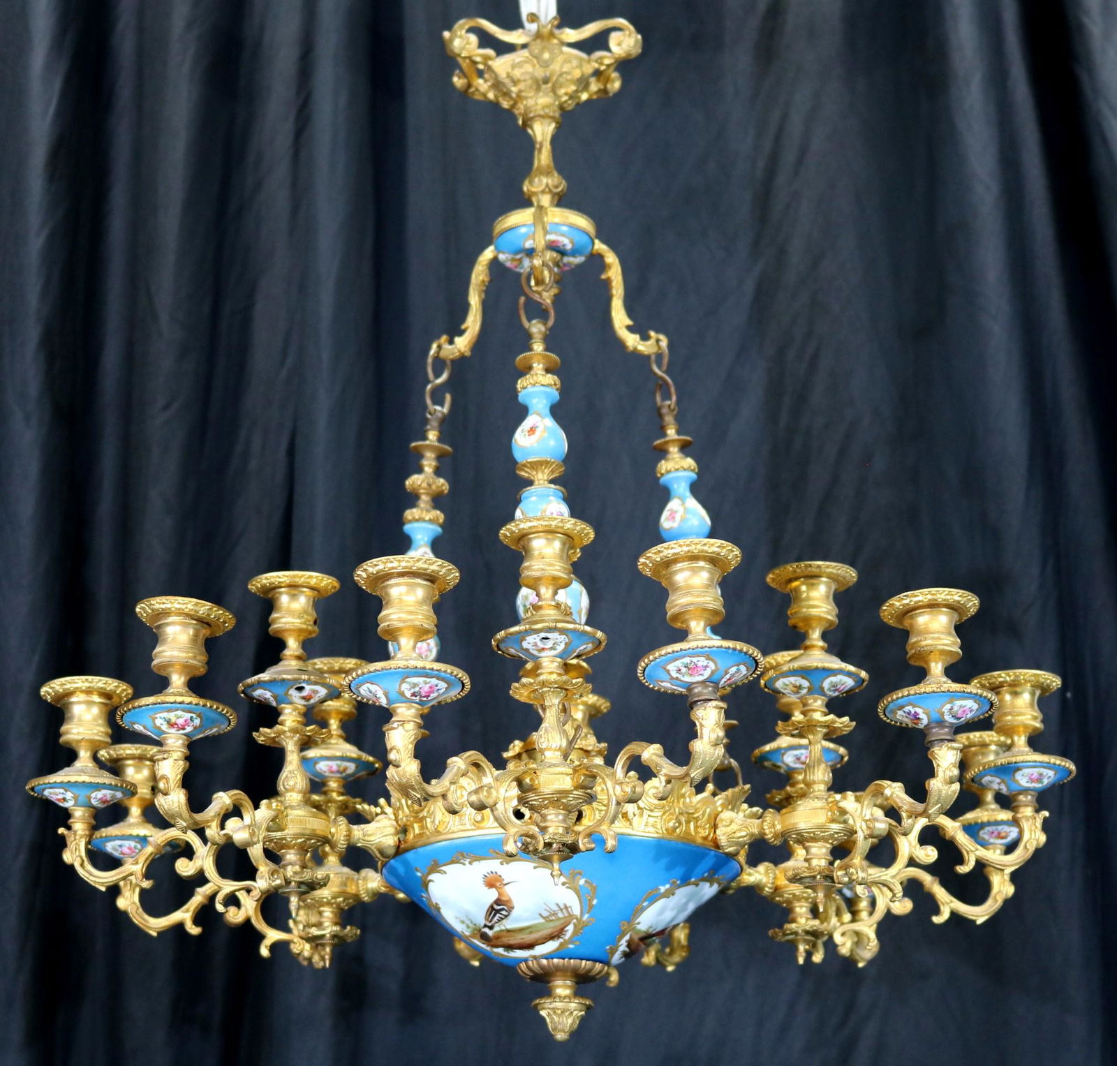 Blue Sevres 19th century bronze chandelier (1 of 5)