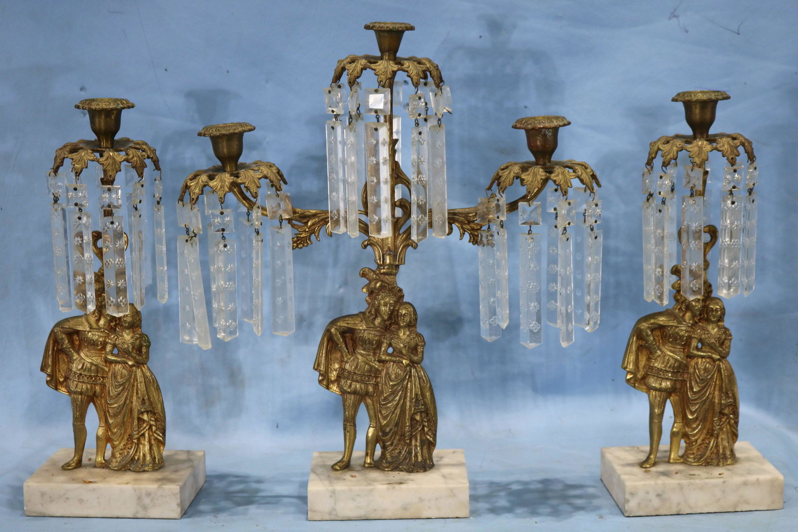 3 piece brass Victorian Girandole set (1 of 2)