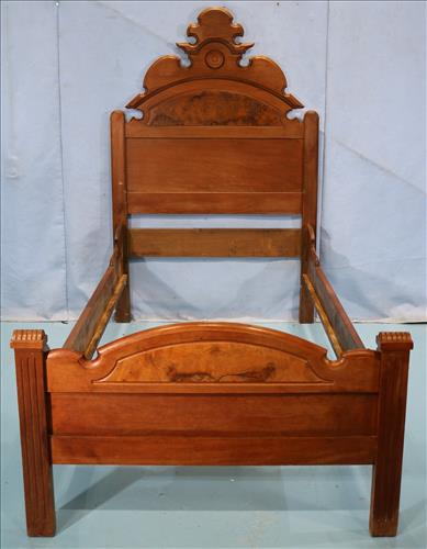 Walnut Victorian half size bed with rails (1 of 4)