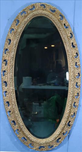 Gold oval Victorian hanging mirror, 48 x 26 (1 of 4)