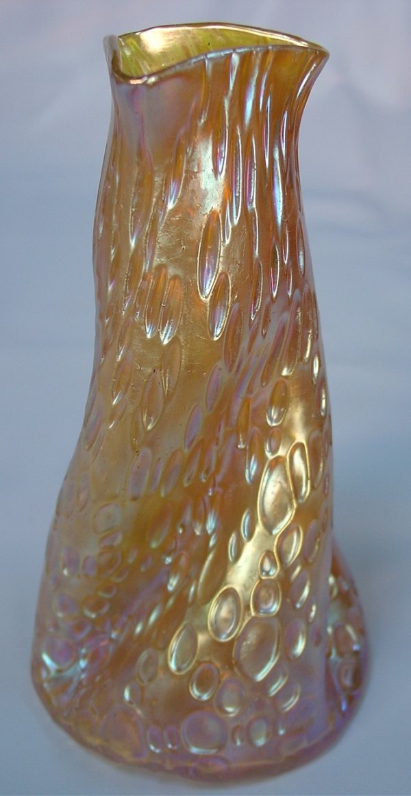 Loetz " Diaspora" Twisted Art Glass Vase: Loetz "Diaspora" Iridescent Twisted Art Glass Vase 7.5 in. T. X 4 in. Dia.