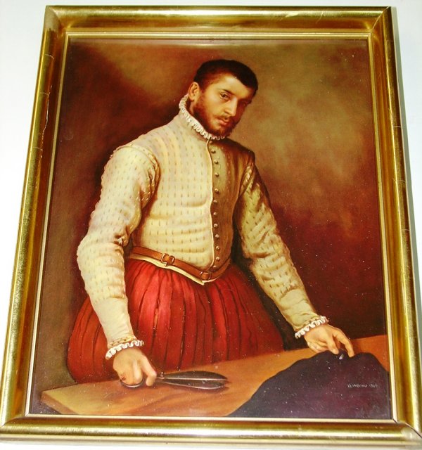 Minton Portrait Painted on Porcelain, "The Tailor": Portrait painted on Porcelain, 9in. X 11in. Signed Minton, Title "The Tailor" by Giambattista Moroni, Painted by L. J. Woodhouse, 1964