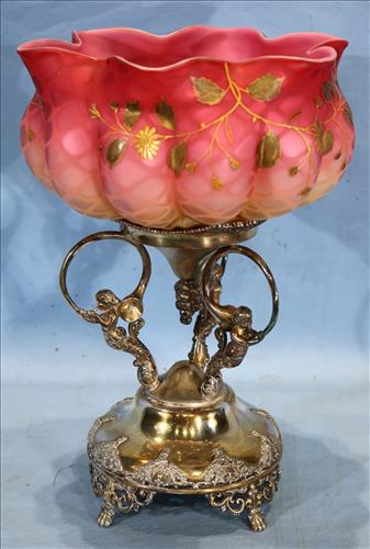 Beautiful Victorian art glass bowl signed Webb (1 of 5)