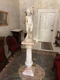 19th Century white marble statue of a fawn