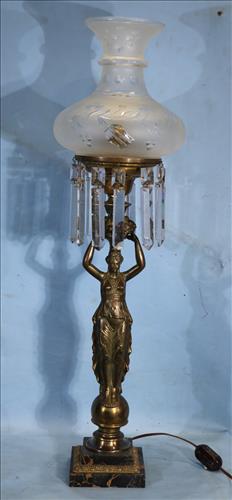 Tall figural astral lamp labeled Cornelius, 34 in. T. (1 of 6)