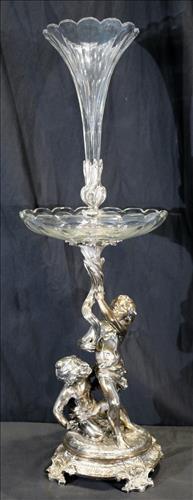 Silver-plate figural epergne single trumpet vase (1 of 5)