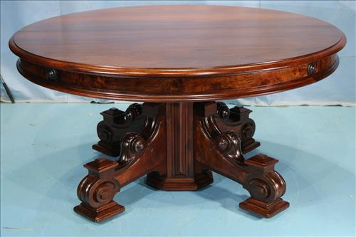 Walnut Victorian banquet table with burl trim (1 of 6)