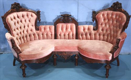 Lg. walnut Victorian triple back sofa attrib. to (1 of 7)