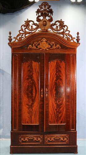 Mahogany Victorian extra tall 2 door wardrobe (1 of 5)