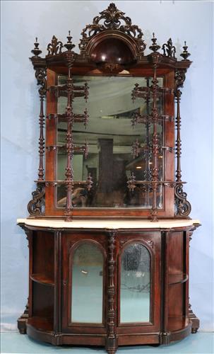 Rosewood rococo etagere with white marble (1 of 6)