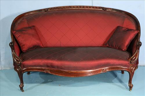Victorian rosewood sofa with silk upholstery (1 of 3)