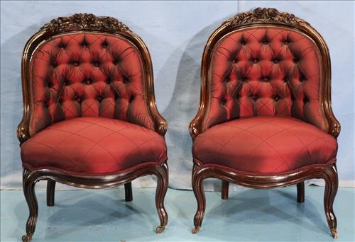Pair Victorian rosewood parlor chairs, matches #141 (1 of 5)
