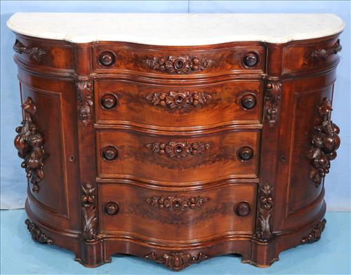 Burl walnut rococo credenza parlor cabinet (1 of 9)