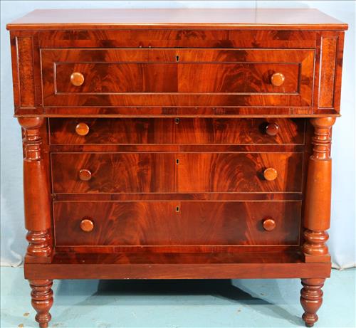 Period empire mahogany chest with column front (1 of 4)