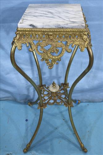 Victorian brass fern stand with marble top (1 of 3)
